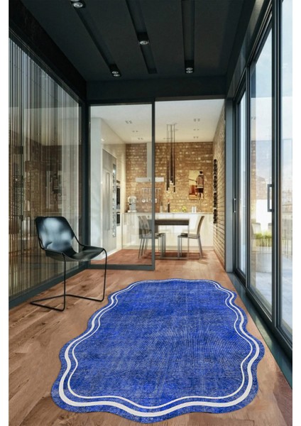 Dijital Baskılı Kaymaz Yıkanabilir Modern Lazer Kesim Mutfak Salon Halısı, Lazer-23-Mavi, modelleri