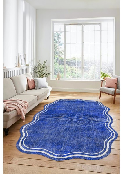 Dijital Baskılı Kaymaz Yıkanabilir Modern Lazer Kesim Mutfak Salon Halısı, Lazer-23-Mavi, fırsatları