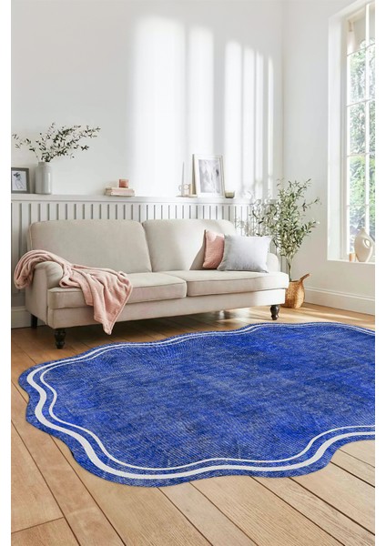 Dijital Baskılı Kaymaz Yıkanabilir Modern Lazer Kesim Mutfak Salon Halısı, Lazer-23-Mavi, indirimleri