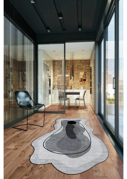 Dijital Baskılı Kaymaz Yıkanabilir Şık Modern Lazer Kesim Mutfak Salon Halısı, Lazer-21-Gri, modelleri