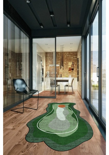 Dijital Baskılı Kaymaz Yıkanabilir Şık Modern Lazer Kesim Mutfak Salon Halısı, Lazer-21-Yeşil, modelleri
