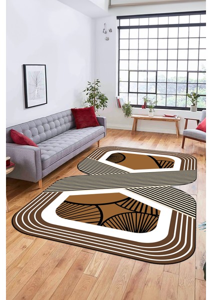 Dijital Baskılı Kaymaz Yıkanabilir Renkli Lazer Kesim Mutfak Salon Halısı, Lazer-16-Kahve, fiyatları