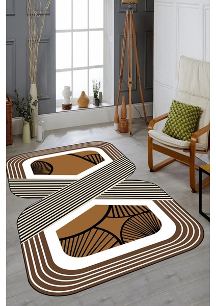 Dijital Baskılı Kaymaz Yıkanabilir Renkli Lazer Kesim Mutfak Salon Halısı, Lazer-16-Kahve, fırsatları