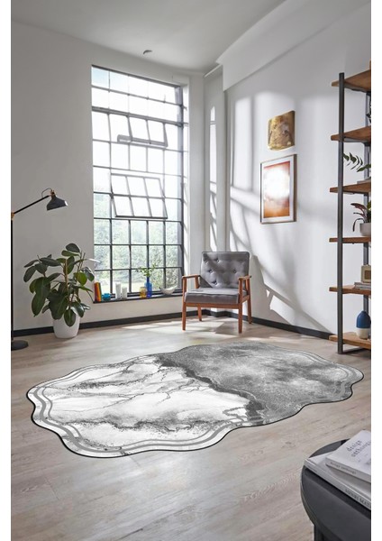 Dijital Baskılı Kaymaz Yıkanabilir Mermer Desenli Lazer Kesim Salon Halısı, Lazer-09-Gri, fiyatları