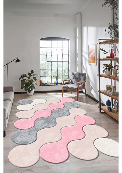 Dijital Baskılı Kaymaz Yıkanabilir Lazer Kesim Yolluk Mutfak Salon Halısı, Lazer-02-Pembe, modelleri