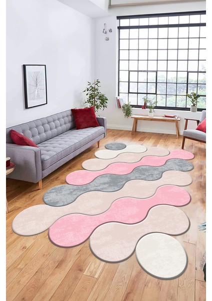 Dijital Baskılı Kaymaz Yıkanabilir Lazer Kesim Yolluk Mutfak Salon Halısı, Lazer-02-Pembe, indirimleri