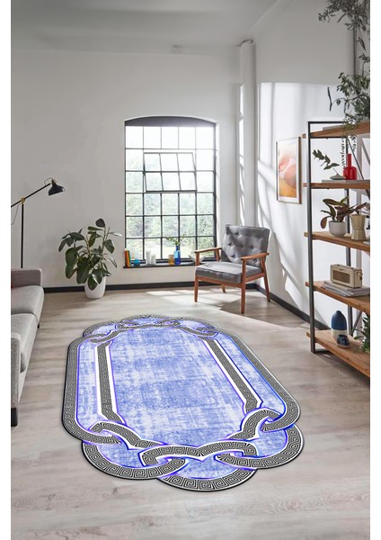 Dijital Baskılı Kaymaz Yıkanabilir Lazer Kesim Modern Yolluk Mutfak Salon Halısı, Lazer-03-Mavi, modelleri