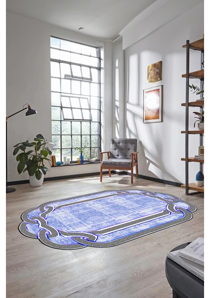 Dijital Baskılı Kaymaz Yıkanabilir Lazer Kesim Modern Yolluk Mutfak Salon Halısı, Lazer-03-Mavi, fırsatları