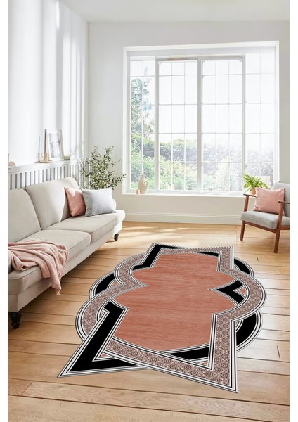 Çerçeveli Mermer Yıkanabilir Lazer Kesim Şık Yolluk Mutfak Salon Halısı, Lazer-30-Kahve, fiyatları