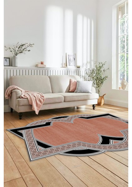 Çerçeveli Mermer Yıkanabilir Lazer Kesim Şık Yolluk Mutfak Salon Halısı, Lazer-30-Kahve, modelleri