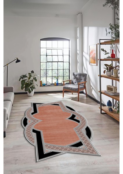 Çerçeveli Mermer Yıkanabilir Lazer Kesim Şık Yolluk Mutfak Salon Halısı, Lazer-30-Kahve, fırsatları