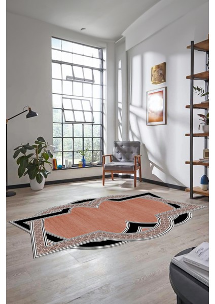 Çerçeveli Mermer Yıkanabilir Lazer Kesim Şık Yolluk Mutfak Salon Halısı, Lazer-30-Kahve, indirimleri