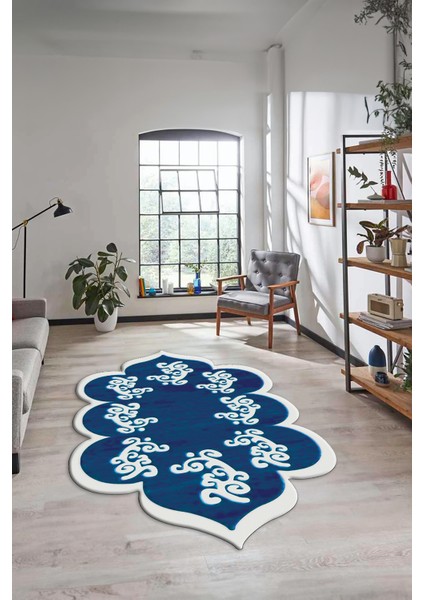 Dijital Baskılı Kaymaz Yıkanabilir Lazer Kesim Mutfak Salon Halısı, Lazer-01-Mavi, modelleri