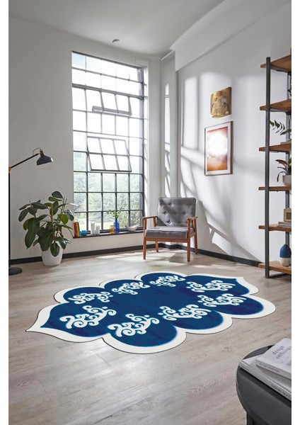 Dijital Baskılı Kaymaz Yıkanabilir Lazer Kesim Mutfak Salon Halısı, Lazer-01-Mavi, fırsatları