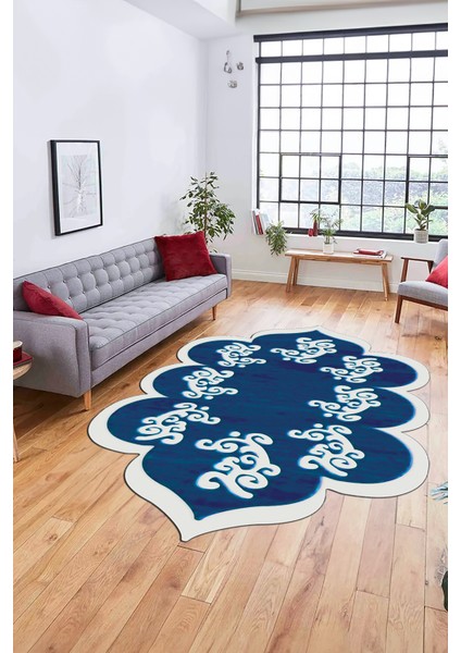 Dijital Baskılı Kaymaz Yıkanabilir Lazer Kesim Mutfak Salon Halısı, Lazer-01-Mavi, indirimleri