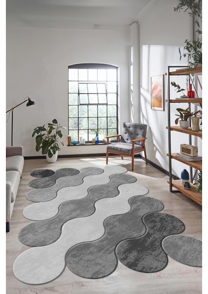 Dijital Baskılı Kaymaz Yıkanabilir Lazer Kesim Yolluk Mutfak Salon Halısı, Lazer-02-Gri, modelleri