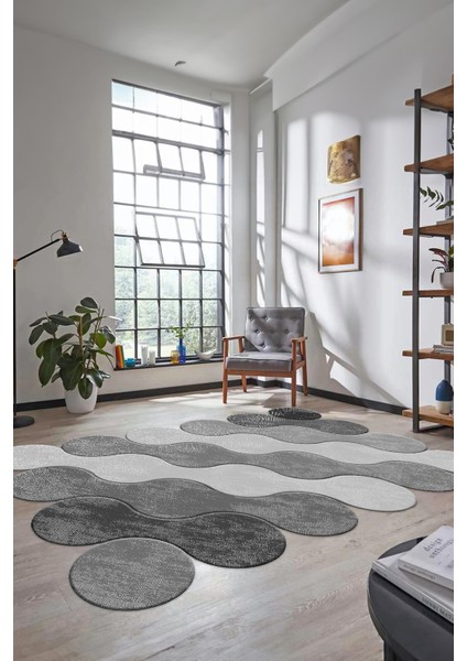 Dijital Baskılı Kaymaz Yıkanabilir Lazer Kesim Yolluk Mutfak Salon Halısı, Lazer-02-Gri, fırsatları