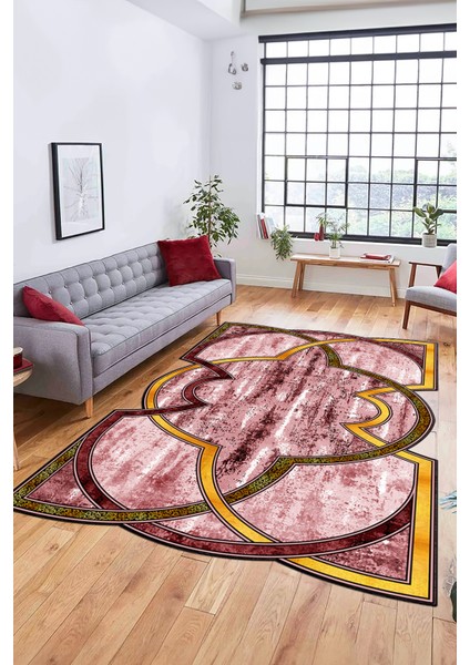 Dijital Baskılı Kaymaz Yıkanabilir Mermer Desenli Lazer Kesim Halısı, Lazer-07-Pembe, fırsatları