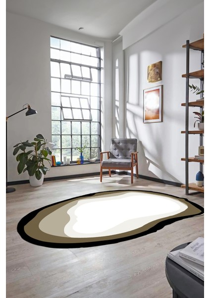 Dijital Baskılı Kaymaz Yıkanabilir Sade Lazer Kesim Mutfak Salon Halısı, Lazer-14-Kahve,