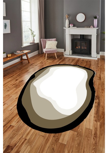 Dijital Baskılı Kaymaz Yıkanabilir Sade Lazer Kesim Mutfak Salon Halısı, Lazer-14-Kahve, modelleri