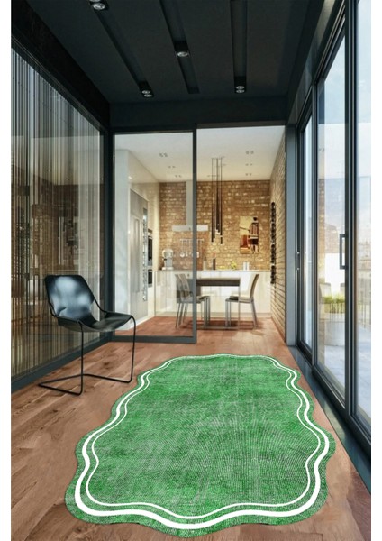 Dijital Baskılı Kaymaz Yıkanabilir Modern Lazer Kesim Mutfak Salon Halısı, Lazer-23-Yeşil, modelleri