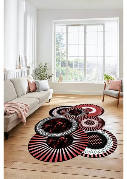 3D Renkli Şık Görünümlü Yıkanabilir Kaymaz Lazer Kesim Mutfak Salon Halısı, Lazer-25-Kırmızı, modelleri