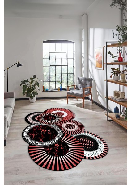 3D Renkli Şık Görünümlü Yıkanabilir Kaymaz Lazer Kesim Mutfak Salon Halısı, Lazer-25-Kırmızı, indirimleri