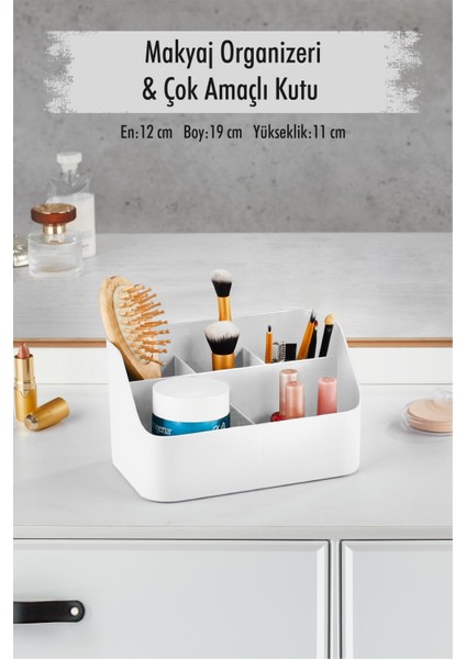 Beyaz Makyaj Kutusu & Kozmetik Organizeri & Çok Amaçlı Kutu