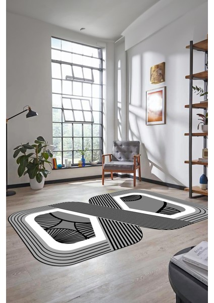 Dijital Baskılı Kaymaz Yıkanabilir Renkli Lazer Kesim Mutfak Salon Halısı, Lazer-16-Gri,