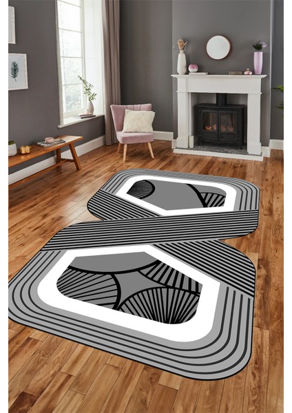 Dijital Baskılı Kaymaz Yıkanabilir Renkli Lazer Kesim Mutfak Salon Halısı, Lazer-16-Gri, modelleri