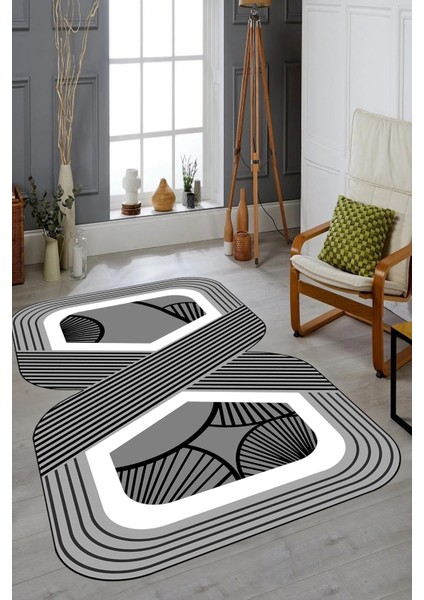 Dijital Baskılı Kaymaz Yıkanabilir Renkli Lazer Kesim Mutfak Salon Halısı, Lazer-16-Gri, fırsatları