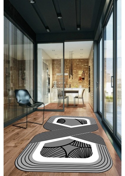 Dijital Baskılı Kaymaz Yıkanabilir Renkli Lazer Kesim Mutfak Salon Halısı, Lazer-16-Gri, indirimleri