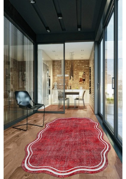 Dijital Baskılı Kaymaz Yıkanabilir Modern Lazer Kesim Mutfak Salon Halısı, Lazer-23-Kırmızı, modelleri