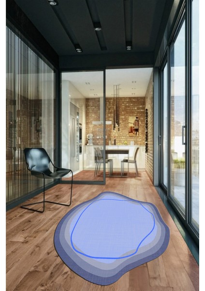 Dijital Baskılı Kaymaz Yıkanabilir Modern Lazer Kesim Mutfak Salon Halısı, Lazer-19-Mavi, fırsatları
