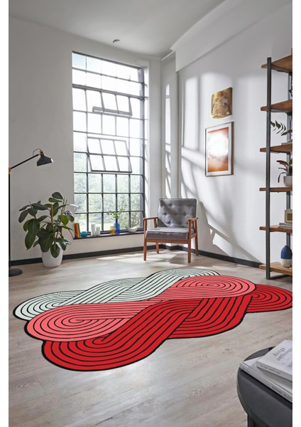 3D Dijital Baskılı Kaymaz Yıkanabilir Lazer Kesim Mutfak Salon Halısı, Lazer-15-Kırmızı,