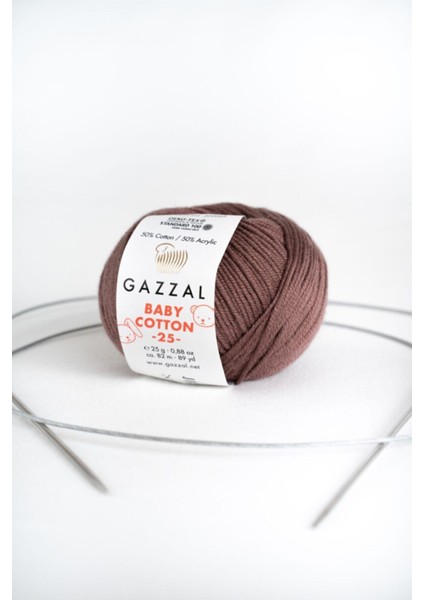 25 - 49 gr Baby Cotton 25 gr Amigurumi Punch El Örgü Ipligi Taka Yarn (3455) Kahverengi Pamuk & Akr