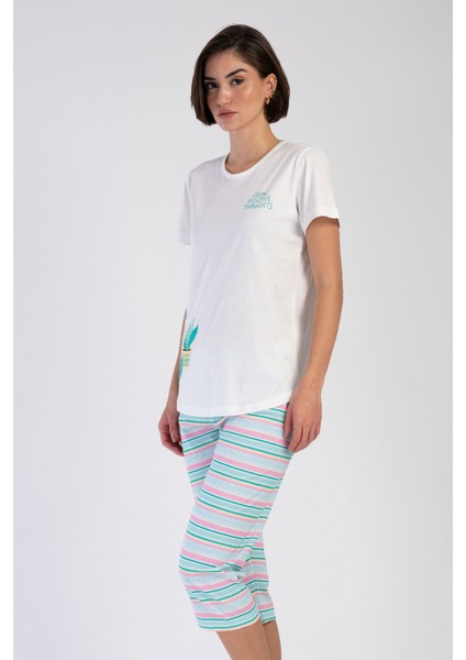Pamuklu Kadın Kısa Kol Kaprili Pijama Takım , 312046 fiyatları