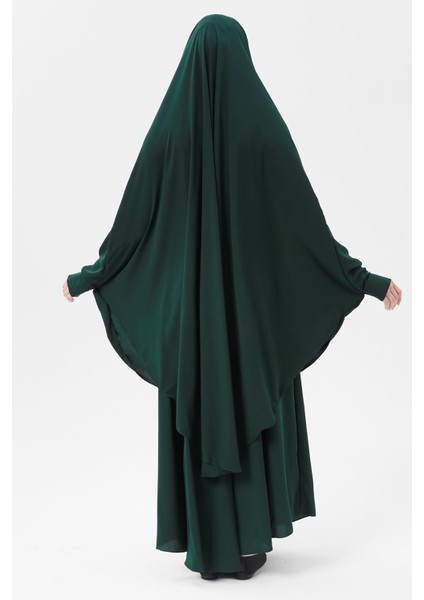 Kadın Tesettür Medine Ipeği Çarşaf Takımı Peçeli Sufle ve Etek-Zümrüt Yeşili-L/XL fırsatları