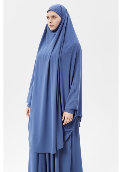 Kadın Tesettür Medine Ipeği Çarşaf Takımı Peçeli Sufle ve Etek-Koyu Kot-L/XL fırsatları