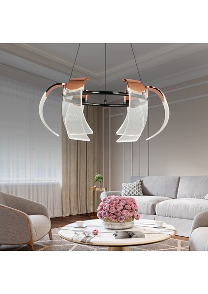 Karlos 6 Li Yuvarlak 7 Watt Ledli Modern Tasarım Oturma Odası Salon Sarkıt Avize