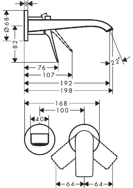 75050000 Vivenis Tek Kollu Lavabo Bataryası Ankastre Montaj Duvara Monte 19,5 cm Gaga ile