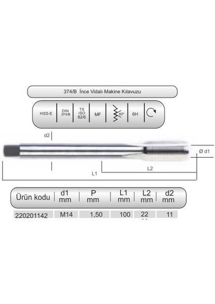Hsse DIN374/B Mak.klvz. M14X1,5 (6h)