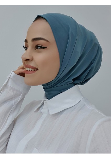 Sendy Kumaş Çıtçıtlı Hijab Şal -Yeşil