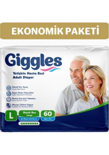 Yetişkin Bel Bantlı Hasta Bezi Large 60 Adet