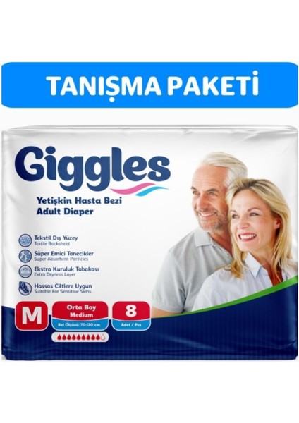 Yetişkin Bel Bantlı Hasta Bezi Medium 8 Adet