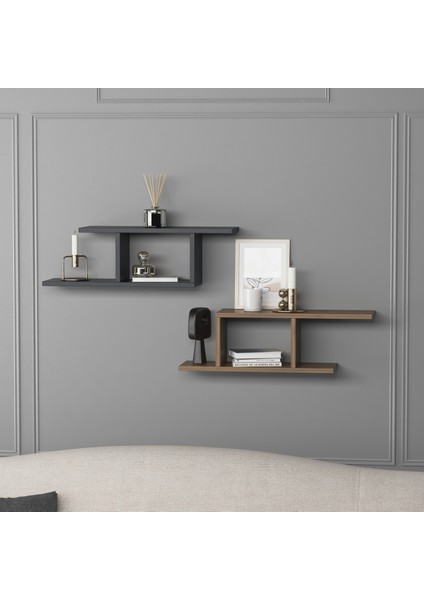 Deren Plus Duvar Rafı Antrasit Ceviz fiyatları