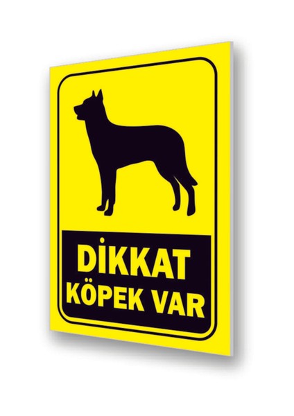 Alfa Grafik Dikkat Köpek Var Uyarı Levhası Pvc Dekota