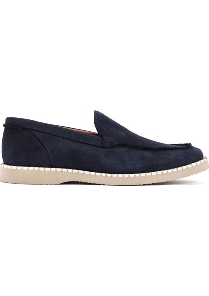 Erkek Lacivert Nubuk Deri Casual Loafer