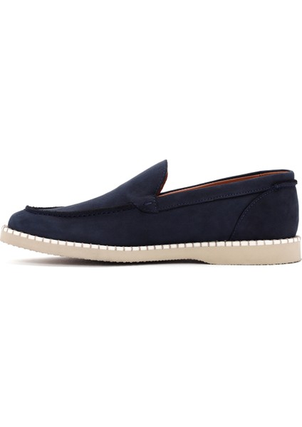 Erkek Lacivert Nubuk Deri Casual Loafer