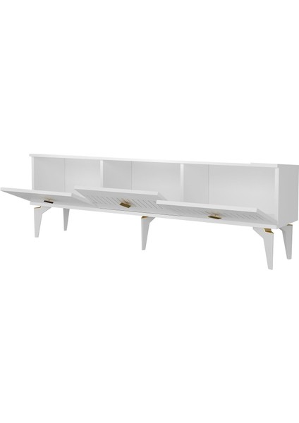 Midas Tv Stand (Alt Modül) Beyaz-Altın